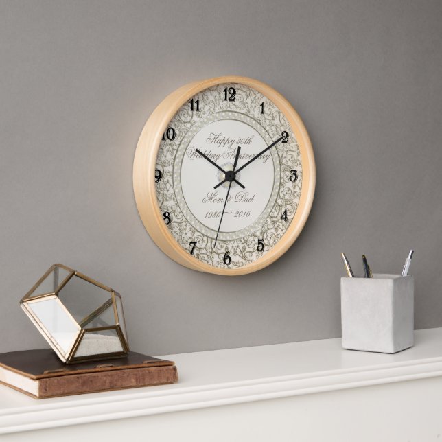 Horloge Élégante Perle 30e Anniversaire de Mariage (Bureau)