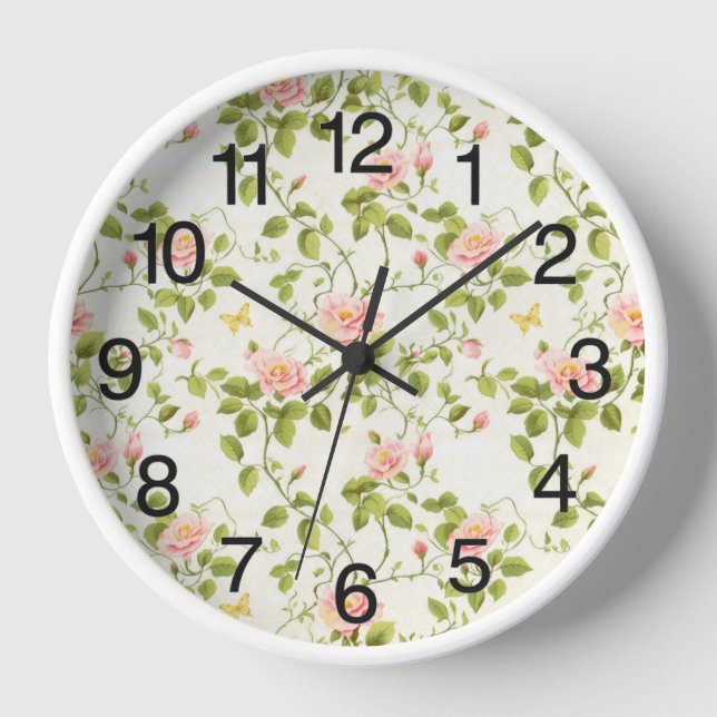 Horloge Élégante vigne Rose (Recto)