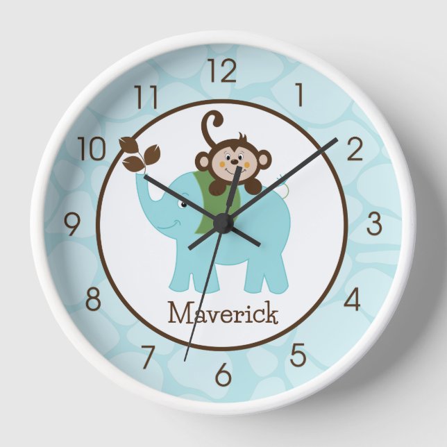 Horloge Elephant et singe Jungle Enfants mur de la crèche (Recto)