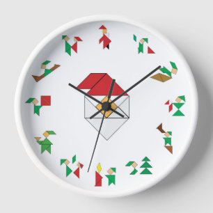 Horloge - Elfes de Noël et Tangrammes Père Noël