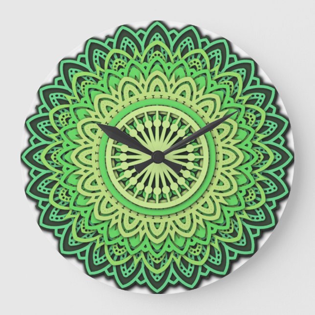 Horloge en Acrylique Circular Mandala Pattern Große Wanduhr (Vorderseite)