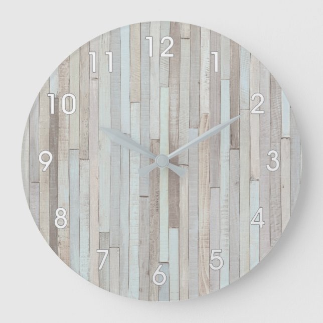 HORLOGE EN BOIS DE PLAGE DE PASTEL (Recto)