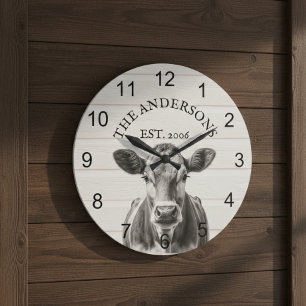 Horloge en bois de vache de ferme Personnalisé 