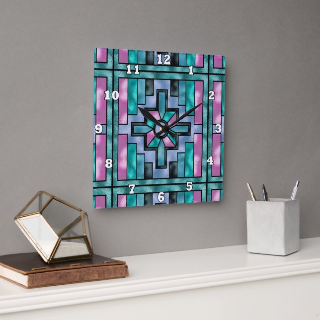 Horloge en faux verre motif du sud-ouest (Bureau)