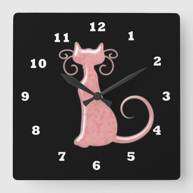 horloge en sillohette rose chat (Recto)