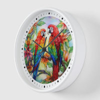 Horloge En Verre Tiré De Deux Perroquets