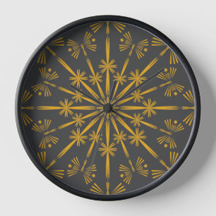 Horloge encadrée en bois de Mandala Retro