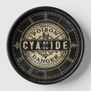 Horloge Étiquette de Poison de Style Vintage Cyanu