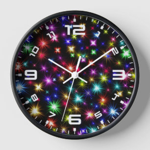 Horloge Étoiles colorées Feu d'artifice Design-27317