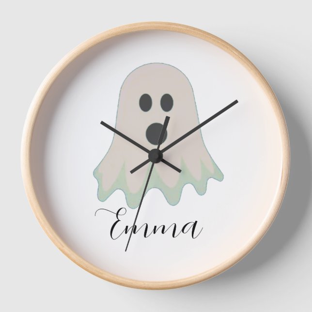 Horloge Fantôme Halloween avec nom (Recto)