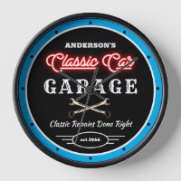 Faux Red Neon Classic Car Garage Nom Slogan