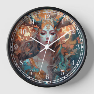 Horloge Femme Avec Antlers Imaginaire Art