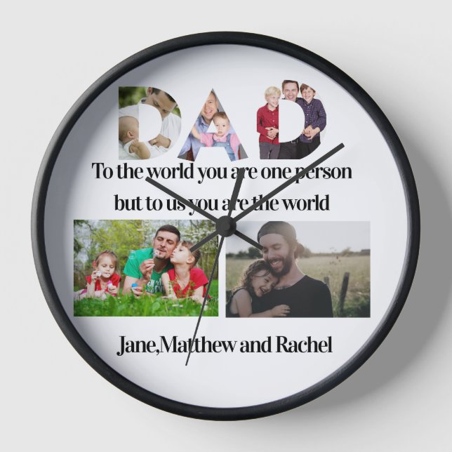 Horloge Fête des pères personnalisée 5 Collage photo (Recto)