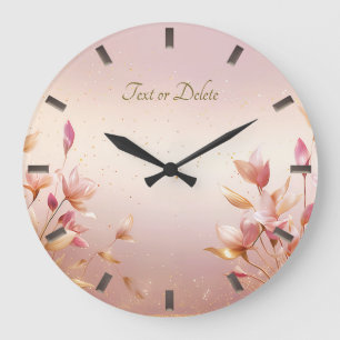 Horloge Feuille rose Golden Florale