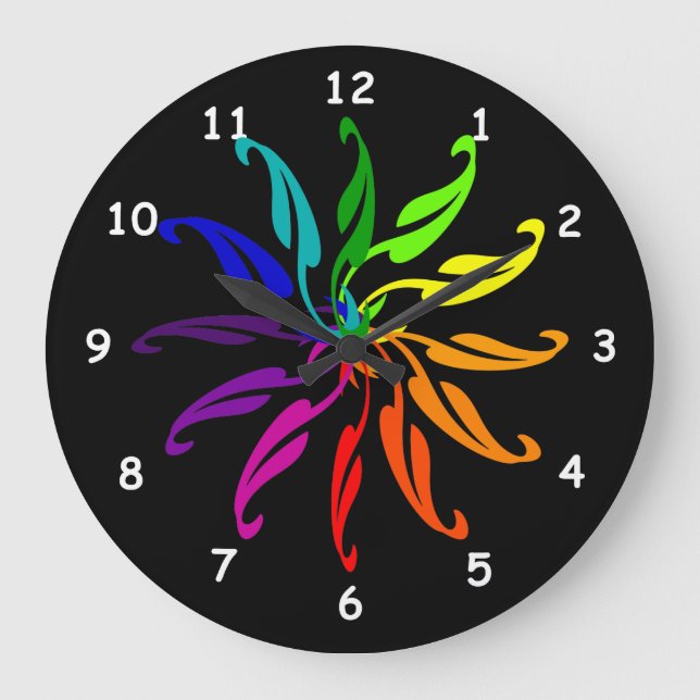 Horloge - feuilles de la roue couleur en noir (Recto)