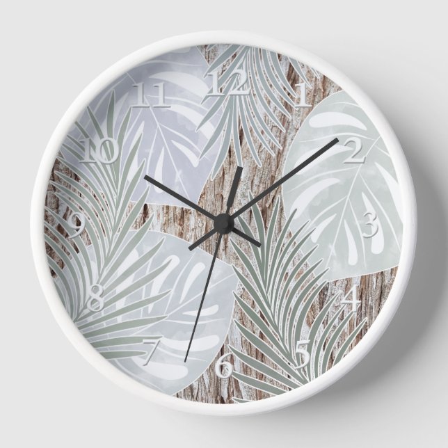 Horloge Feuilles de palmiers, arbre, tropical, Botanique (Recto)
