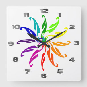 Horloge - Feuilles de roue couleur sur blanc