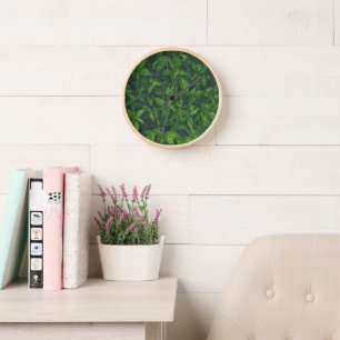 Horloge Feuilles Vertes Foncées