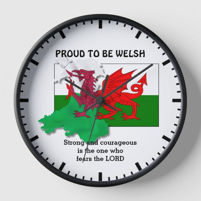Horloge FIER D'ÊTRE BIEN Drapeau du Pays de Galles (Recto)