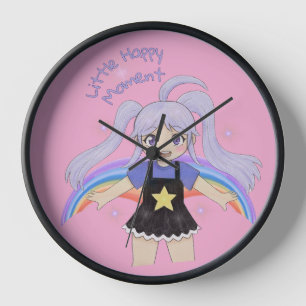 Horloge Fille Heureuse Illustration Dessinée à la Main – P