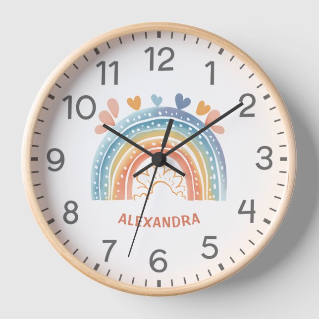 Horloge Filles Jote Boho rose arc-en-ciel Enfants Nursery (Recto)