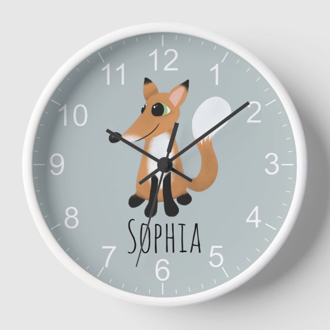 Horloge Filles mignonnes Forêt Forêt Fox Enfants Nursery (Recto)