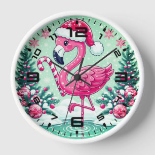 Horloge Flamant de Noël Sublimation Clipart-10424