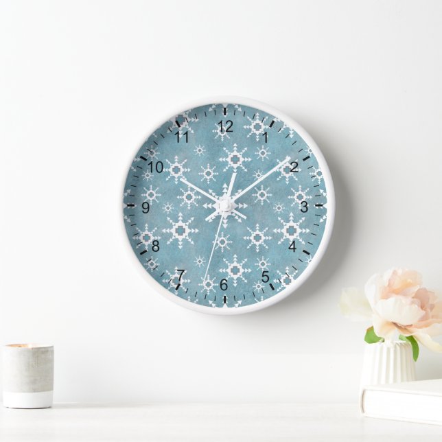 Horloge Fléau de neige géométrique Turquoise Sud-Ouest enc (Maison)