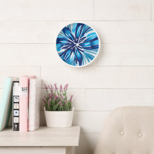 Horloge Fleur bleue Abstraite Art déco