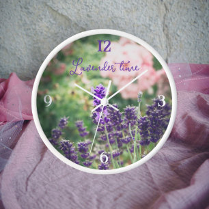 Horloge Fleur de lavande et rose du jardin provençal