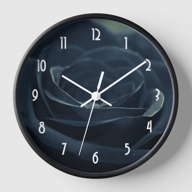 Horloge Fleur noire Rose Vibe gothique foncé (Recto)