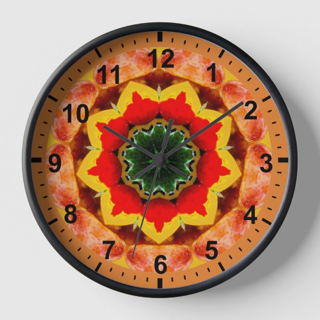 Horloge ~ Fleur rouge en floraison fractale ~ (Recto)