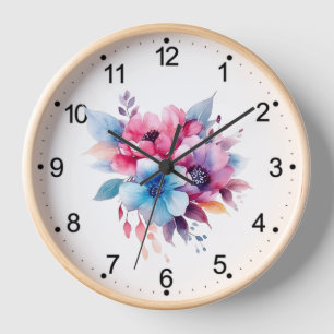 Horloge Fleurs à l'aquarelle conception florale