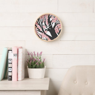 Horloge Fleurs roses cerises en fleurs