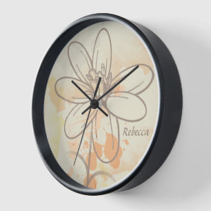 Horloge Floral esquissé personnalisé sur des flocs