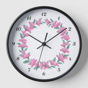 Horloge Floral rose Fleur vert Folithe Garland