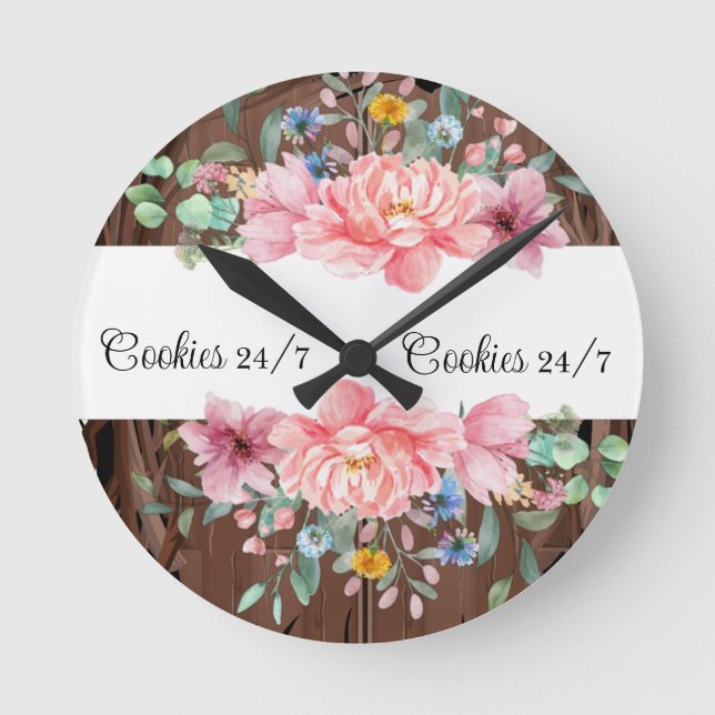 Horloge Florale rose pastel (Recto)