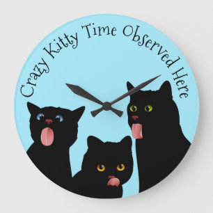 Horloge folle de chat de temps de Kitty