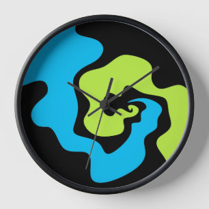 Horloge Formes abstraites simples élégantes Bleu vert noir