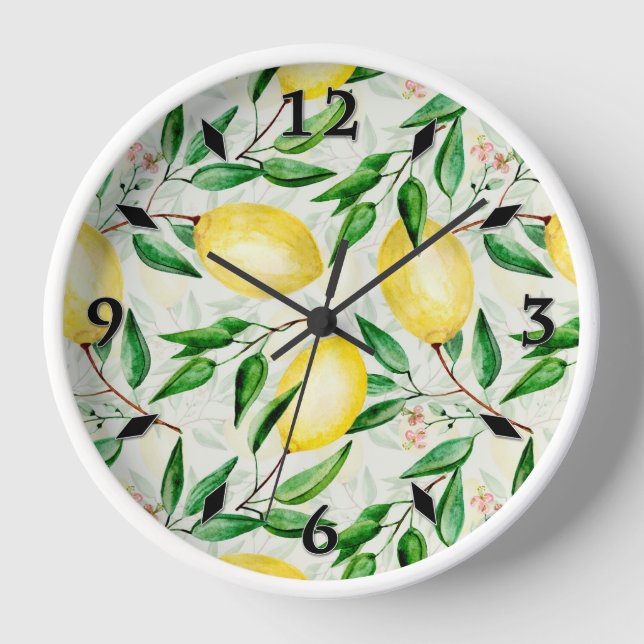 Horloge Fruit aux citrons d'aquarelle (Recto)
