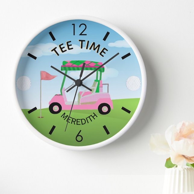 Horloge Fun Golf Course Nom du panier Tee Time (Créateur téléchargé)