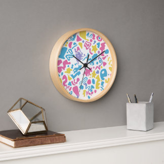 Horloge Fun pastel coloré formes vibrantes