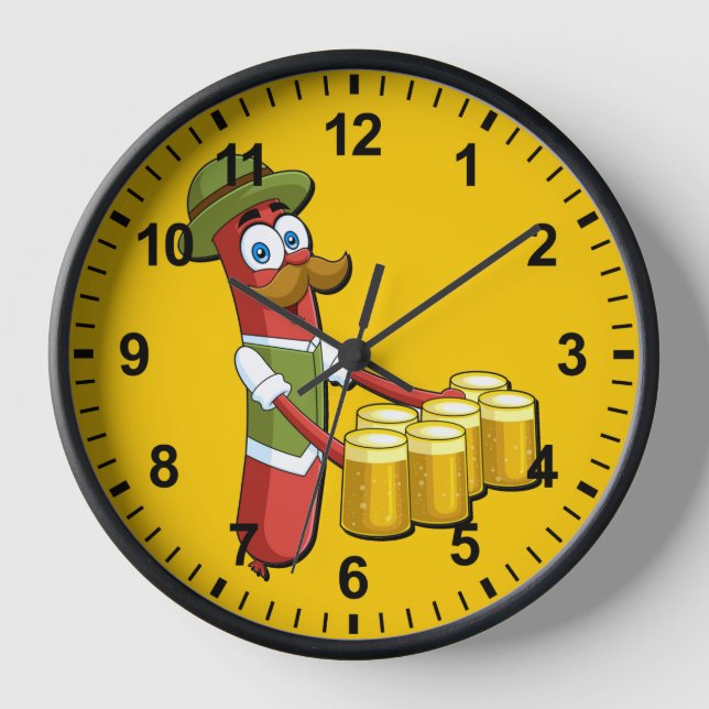 Horloge Funny Oktoberfest Saucisse allemande (Recto)