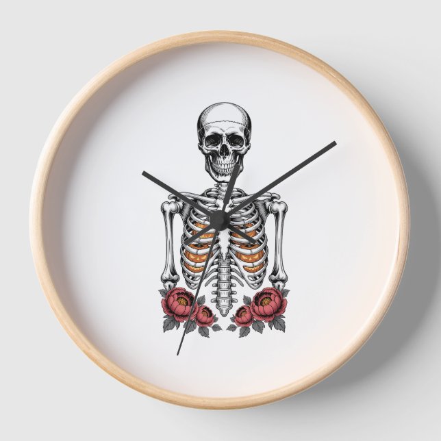 Horloge Funny Skeleton Citrouille Fall (Recto)