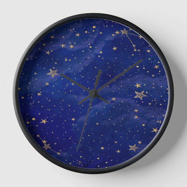 Horloge Galaxie Bleue étoile d'or (Recto)