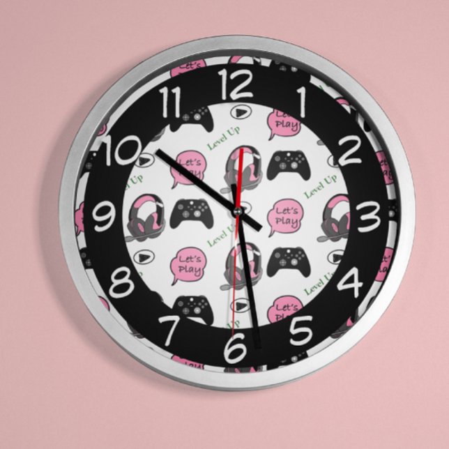 Horloge Gamer Girl rose et noir (Créateur téléchargé)