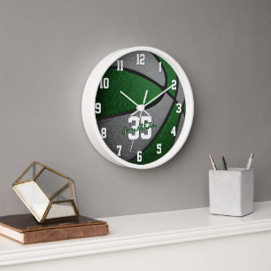 Horloge garçons gris vert filles basket-ball personnalisé
