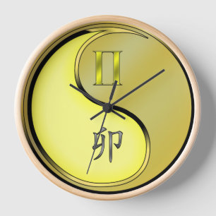 Horloge Gémeaux & Lapin Métal