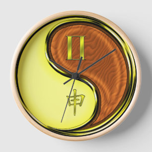Horloge Gémeaux & Singe de Bois