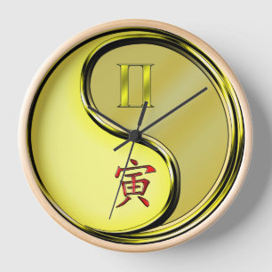 Horloge Gémeaux & Tigre de Métal